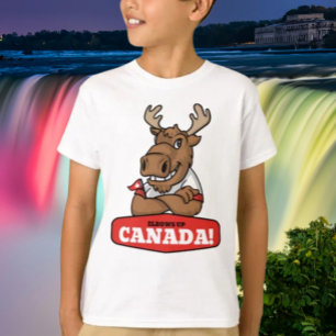 Camiseta ¡Codos Arriba Canadá! Niño Divertido Sosteniendo l