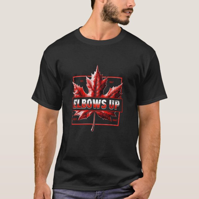 Camiseta Codos Arriba Canadá Verdadero Norte Fuerte Libre O (Anverso)