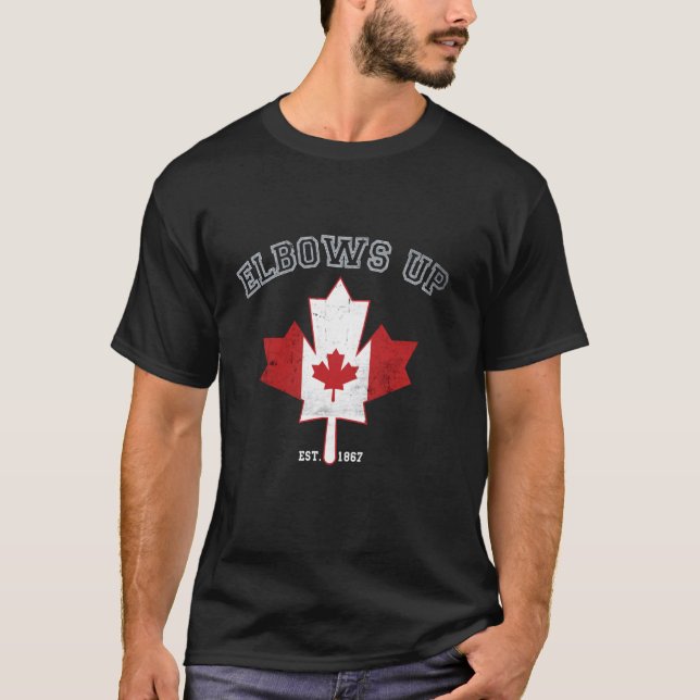 Camiseta Codos Arriba Canadá Verdadero Norte Fuerte y Libre (Anverso)