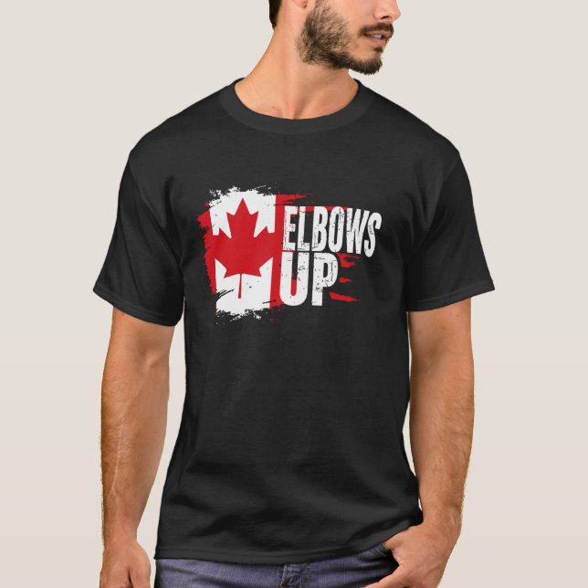 Camiseta Codos Arriba Canadá Verdadero Norte Fuerte y Libre (Anverso)
