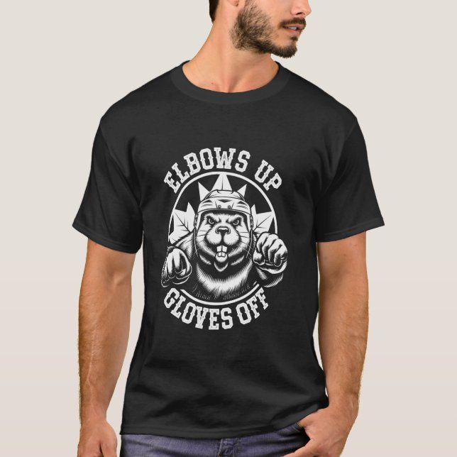 Camiseta Codos Arriba Divertido Hockey Canadá Castor (Anverso)