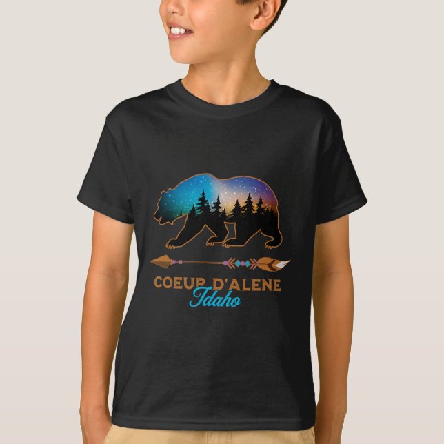 Camiseta Coeur D'alene Idaho Bear Starry Night Travel Souve (Anverso)