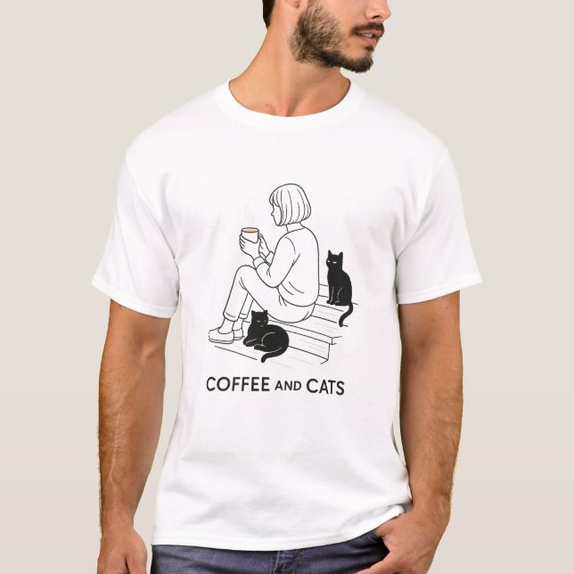 Camiseta Coffee and Cats (Anverso)