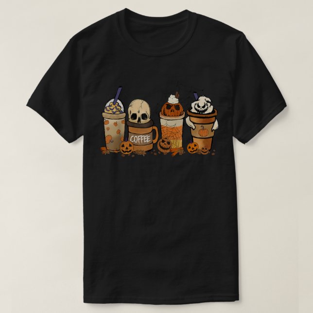 Camiseta Coffee And Horror Movies Scary Halloween Coffee Lo (Diseño del anverso)