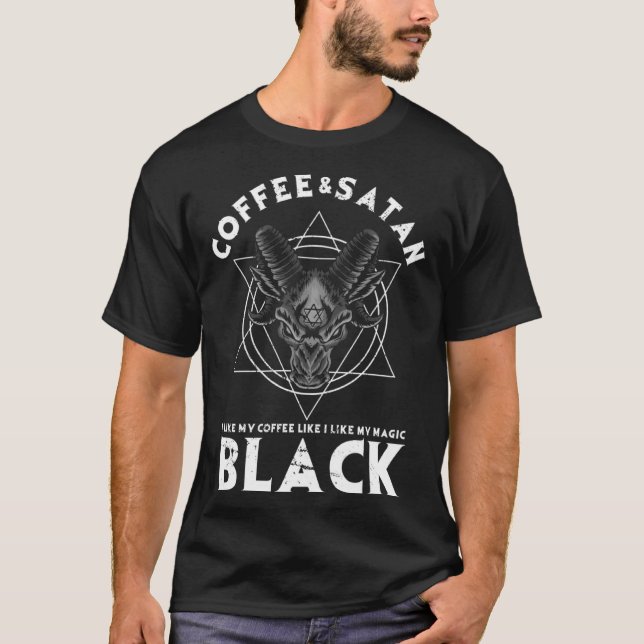 Camiseta Coffee And Satan Occult Gothic Goth Baphomet Aesth (Anverso)