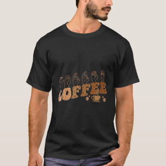 Camiseta Coffee Asl American Rótulo Language Deaf Awareness