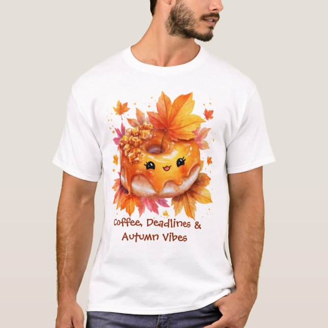 Camiseta Coffee & Autumn Vibes Donut T-Shirt (Anverso)