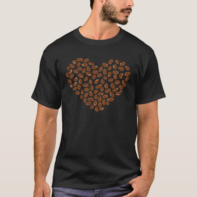 Camiseta Coffee Beans Heart Caffeine Beber taza (Anverso)