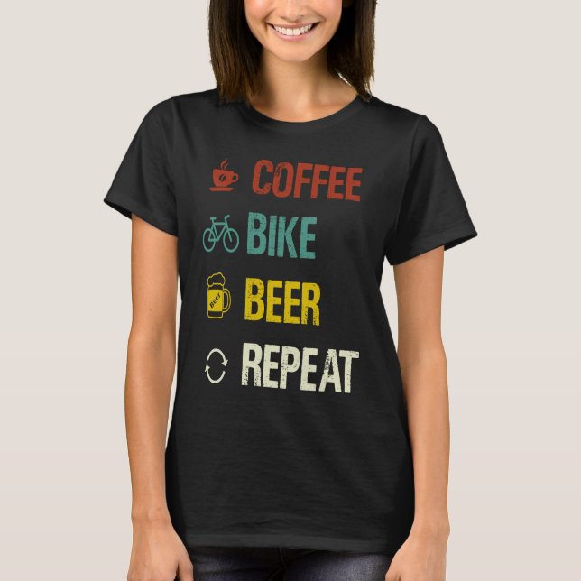 Camiseta Coffee Bike Beer Repeat  Cycling (Anverso)
