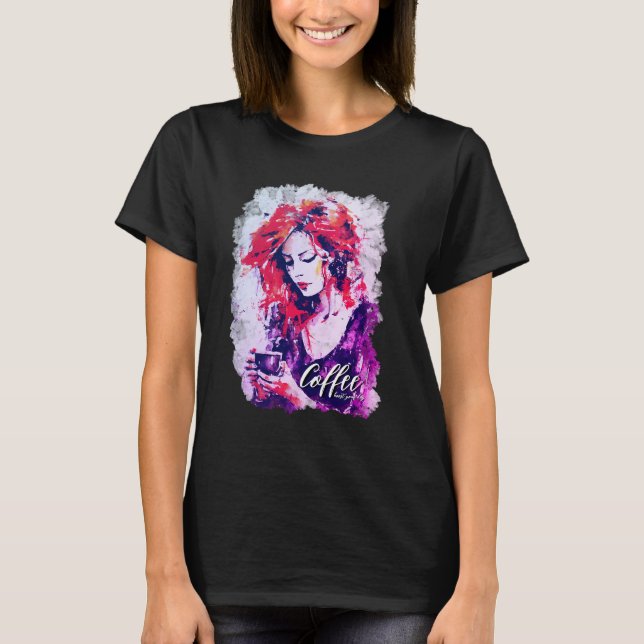 Camiseta Coffee Bliss - acuarela artística (Anverso)