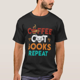 Camiseta Coffee Cat Books Repetir