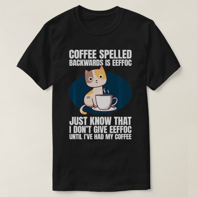 Camiseta Coffee Cat Eeffoc Pun (Diseño del anverso)