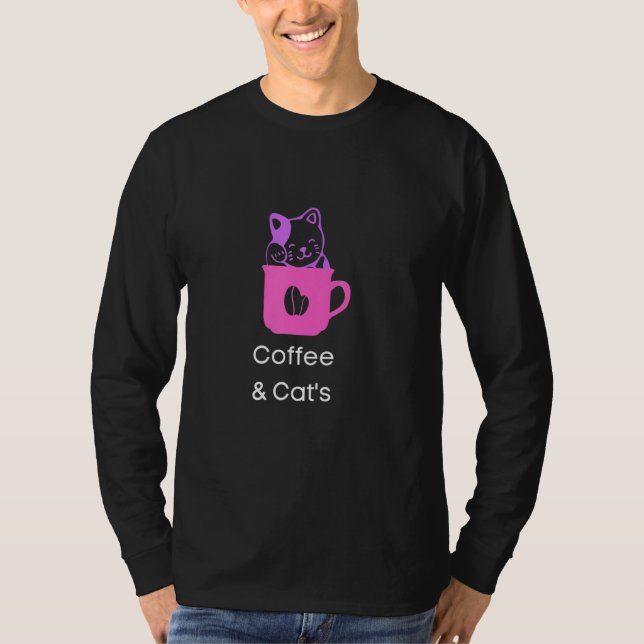 Camiseta Coffee & Cats Phrase  Sarcasm Sarcastic Saying (Anverso)