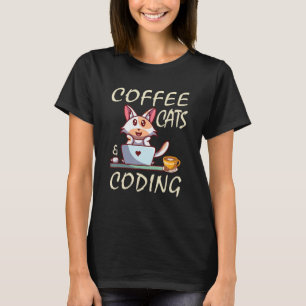 Camiseta Coffee Cats y Coding Coder Programador