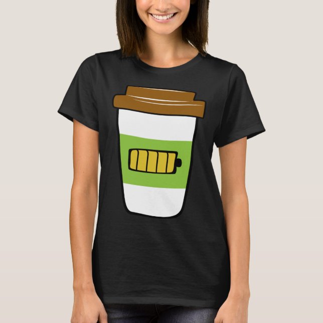 Camiseta Coffee Charging  Battery Graphic Plus Size (Anverso)