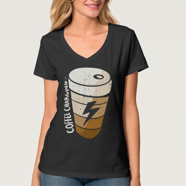 Camiseta Coffee Charging Mug Cute Coffee Or Tea Or Me  Cat (Anverso)