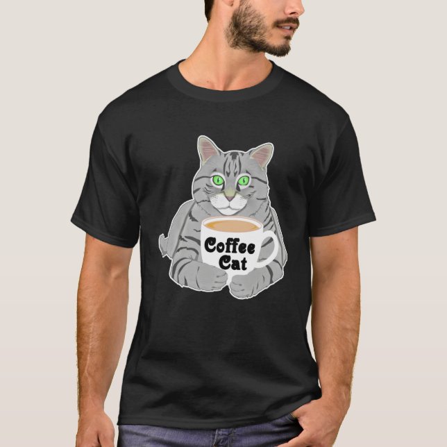 Camiseta Coffee  Coffee Cat Coffee Drinkers Cute Cat (Anverso)