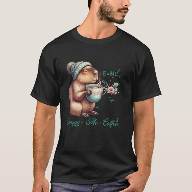 Camiseta Coffee de ciencia divertida de EMC2 Cute Capybaras (Anverso)