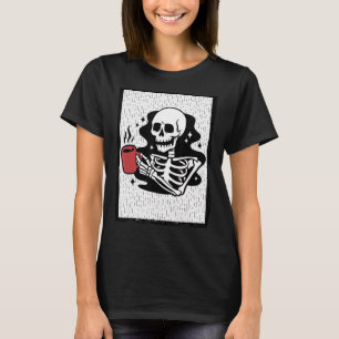 Camiseta Coffee de Halloween Drinking Skeleton Skull Costum