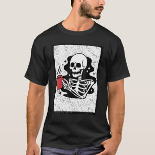 Camiseta Coffee de Halloween Drinking Skeleton Skull Costum