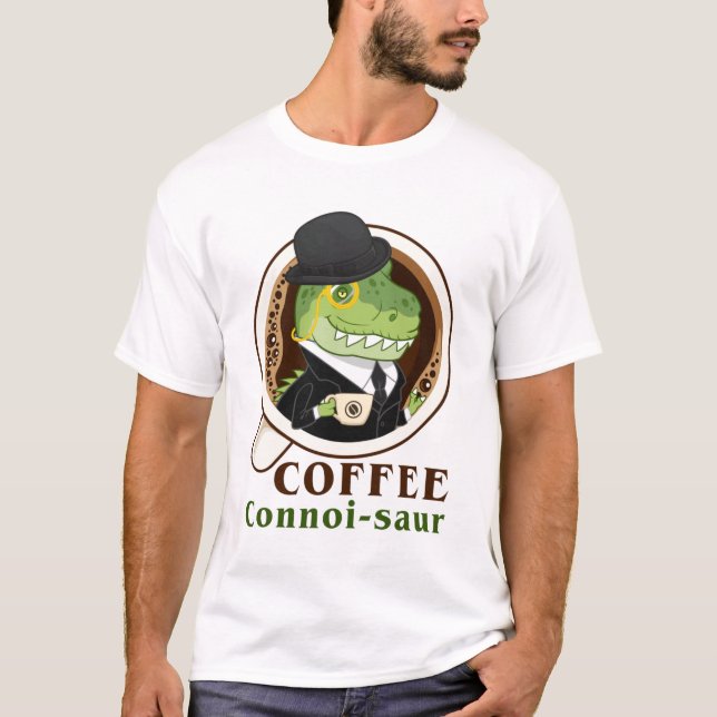 Camiseta Coffee Dinosaur Connoi-Saur Funny Coffee Drinker (Anverso)
