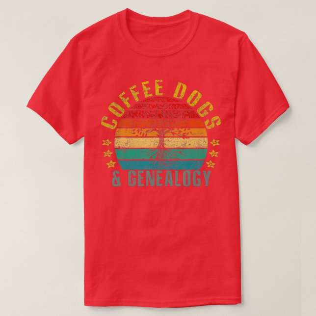 Camiseta Coffee Dogs amp Genealogía Retro (Diseño del anverso)