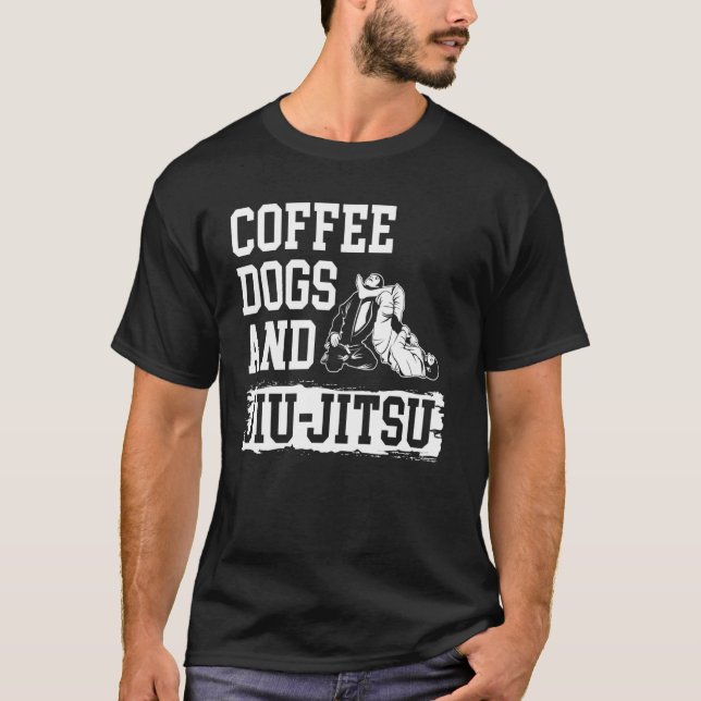 Camiseta Coffee Dogs Jiu Jitsu BJJ Dogs (Anverso)
