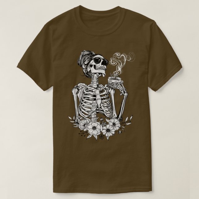 Camiseta Coffee Drinking Skeleton Lazy DIY Halloween Costum (Diseño del anverso)