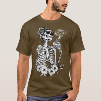Camiseta Coffee Drinking Skeleton Lazy DIY Halloween Costum