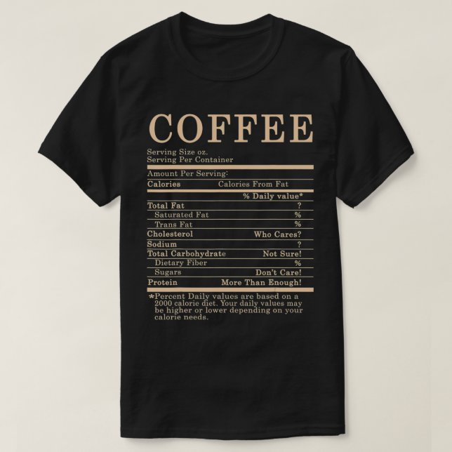 Camiseta Coffee Funny Nutrition Facts Gracias Christma (Diseño del anverso)