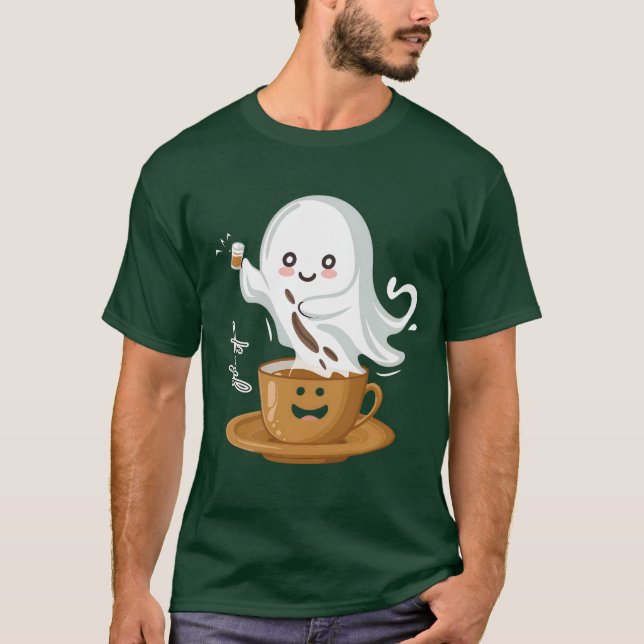 Camiseta Coffee Ghost T-Shirt – Cute Kawaii Café Spirit (Anverso)