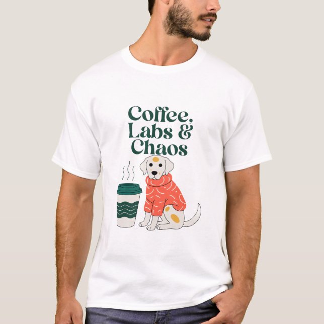 Camiseta Coffee Labs y Caos - Perro Labrador Diver (Anverso)