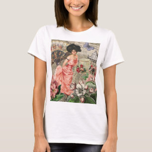 Camiseta Coffee Lady Victorian Mujer Rosa Clásica