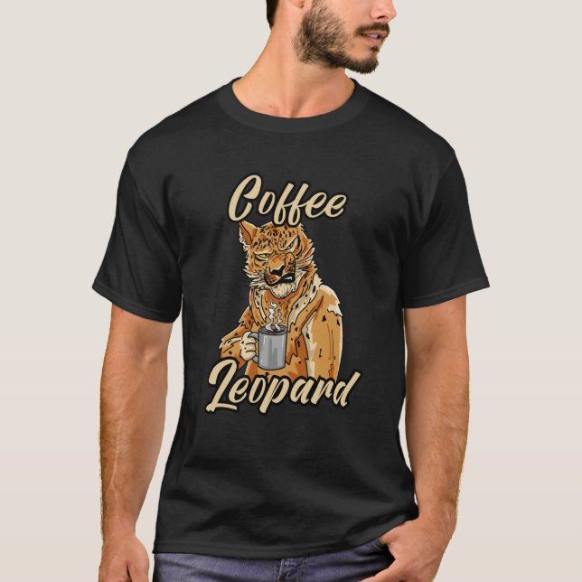 Camiseta Coffee Leopard Grumpy Morning Barista Cat Cafe (Anverso)