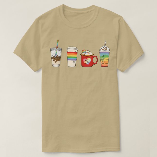 Camiseta Coffee lgbt pride month lgbtq latte gay lesbian (Diseño del anverso)