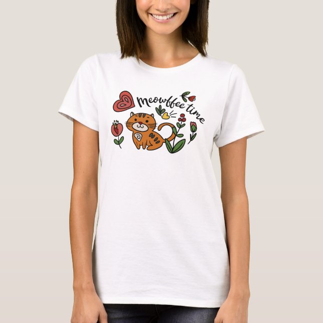 Camiseta Coffee lindo gato Lover T-Shirt (Anverso)