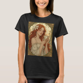 Camiseta Coffee Lover And Lily Flowers Art Nouveau
