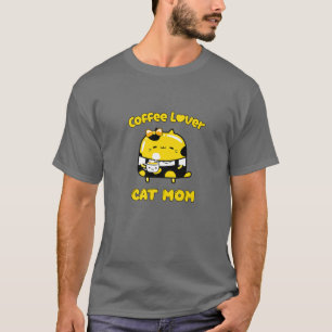 Camiseta Coffee Lover Y Cat Mom, Funny Personalizado Cat