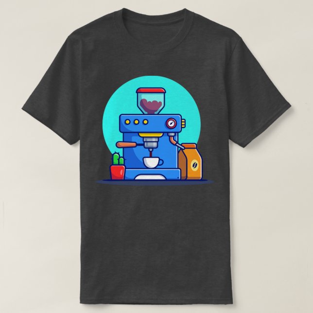 Camiseta Coffee Machine Pod Con Paquete De Café Mug Y Cactu (Diseño del anverso)
