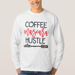 Camiseta Coffee Mascara Hustle Leopard Cute Makeup Cita de