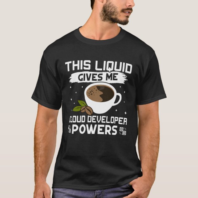 Camiseta Coffee Me Da Poderes Para Desarrolladores En Nube (Anverso)