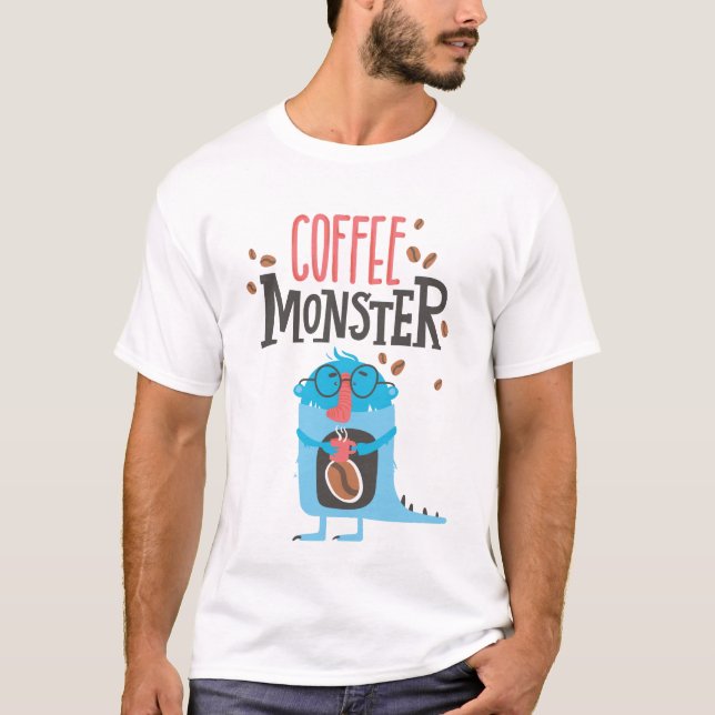 Camiseta Coffee Monster Funny Simple Moderno (Anverso)