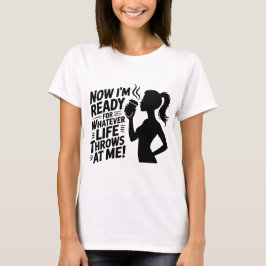 Camiseta Coffee Power - Mujer de silueta audaz