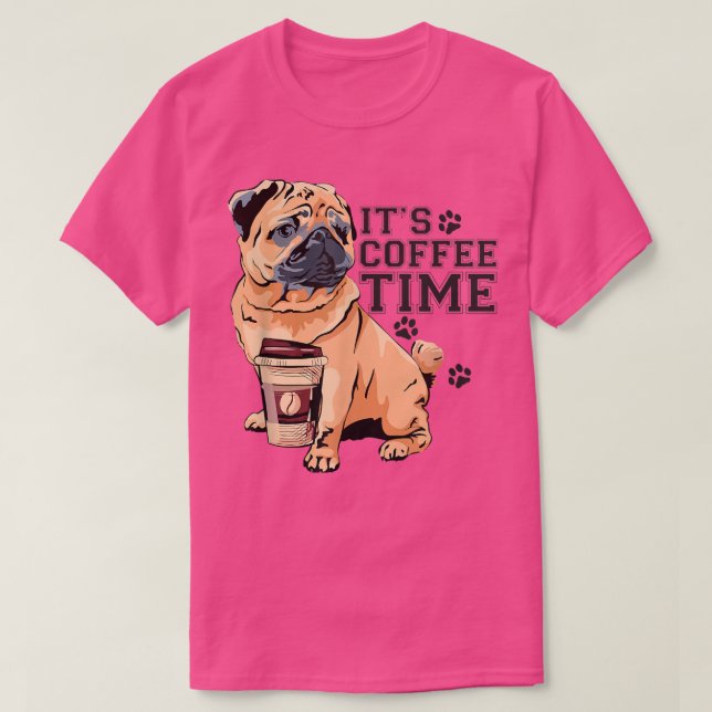 Camiseta Coffee Pug, Divertido Perro Amante, Perro Y Café  (Diseño del anverso)