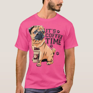 Camiseta Coffee Pug, Divertido Perro Amante, Perro Y Café