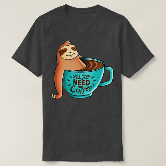 Camiseta Coffee Sloth (Diseño del anverso)