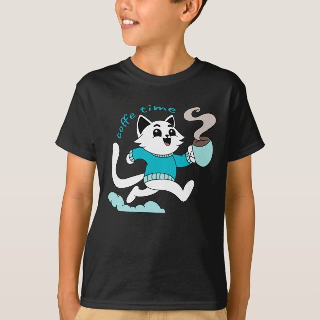 Camiseta coffee time cat (Anverso)