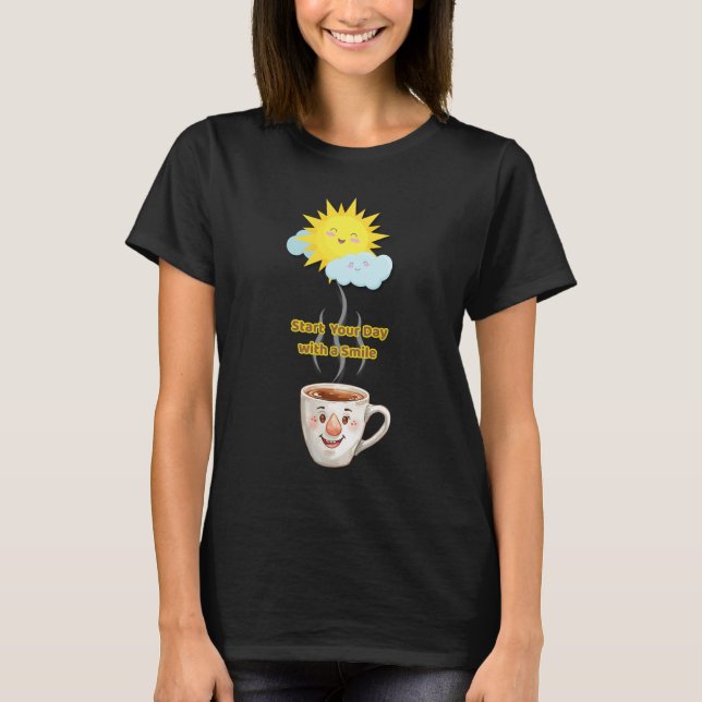 Camiseta Coffee Time – Cute Smiling Cup (Anverso)