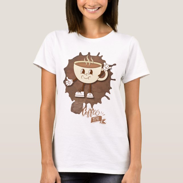 Camiseta **Coffee Time – Cute Smiling Cup Steam  (Anverso)