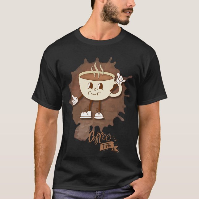 Camiseta Coffee Time – Cute Smiling Cup with  Steam (Anverso)